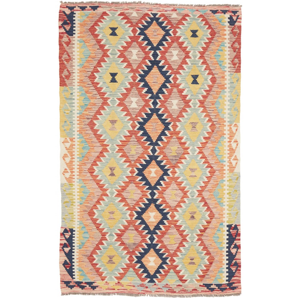 Tappeto Kilim Afghanistan marrone rosso 118x191