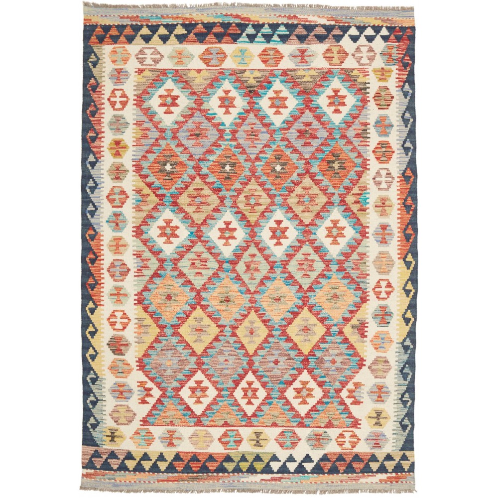 Tappeto Kilim Afghanistan marrone grigio 134x191