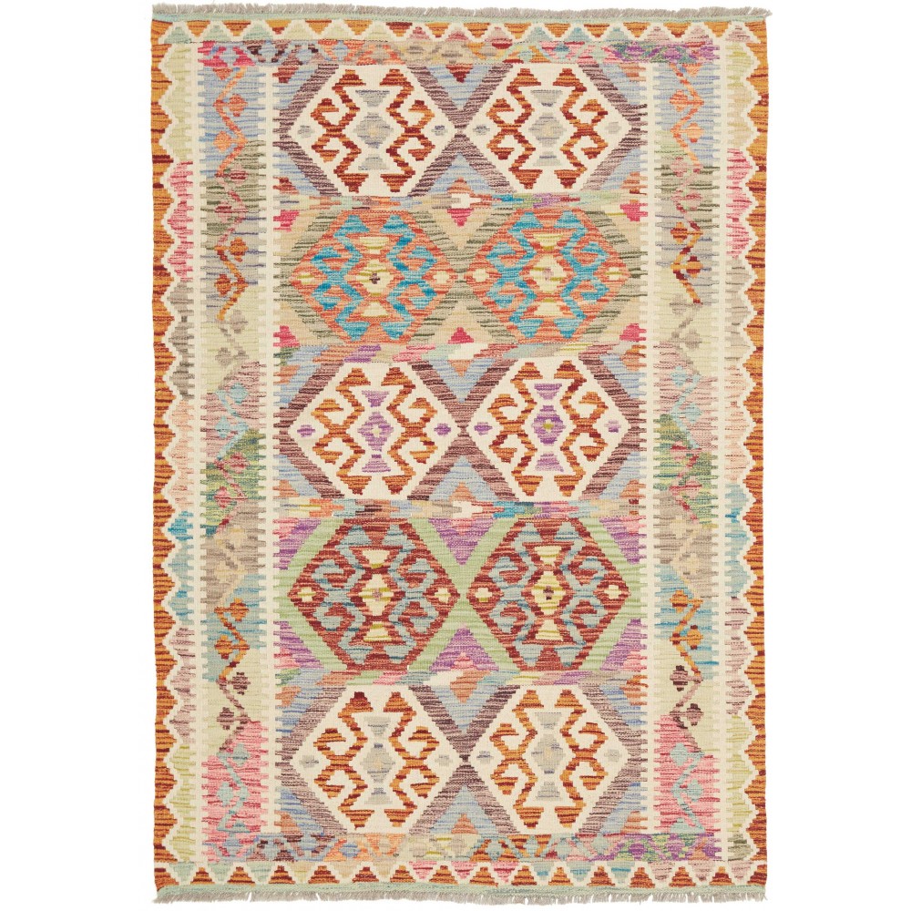 Tappeto Kilim Afghanistan beige azzurro 123x179