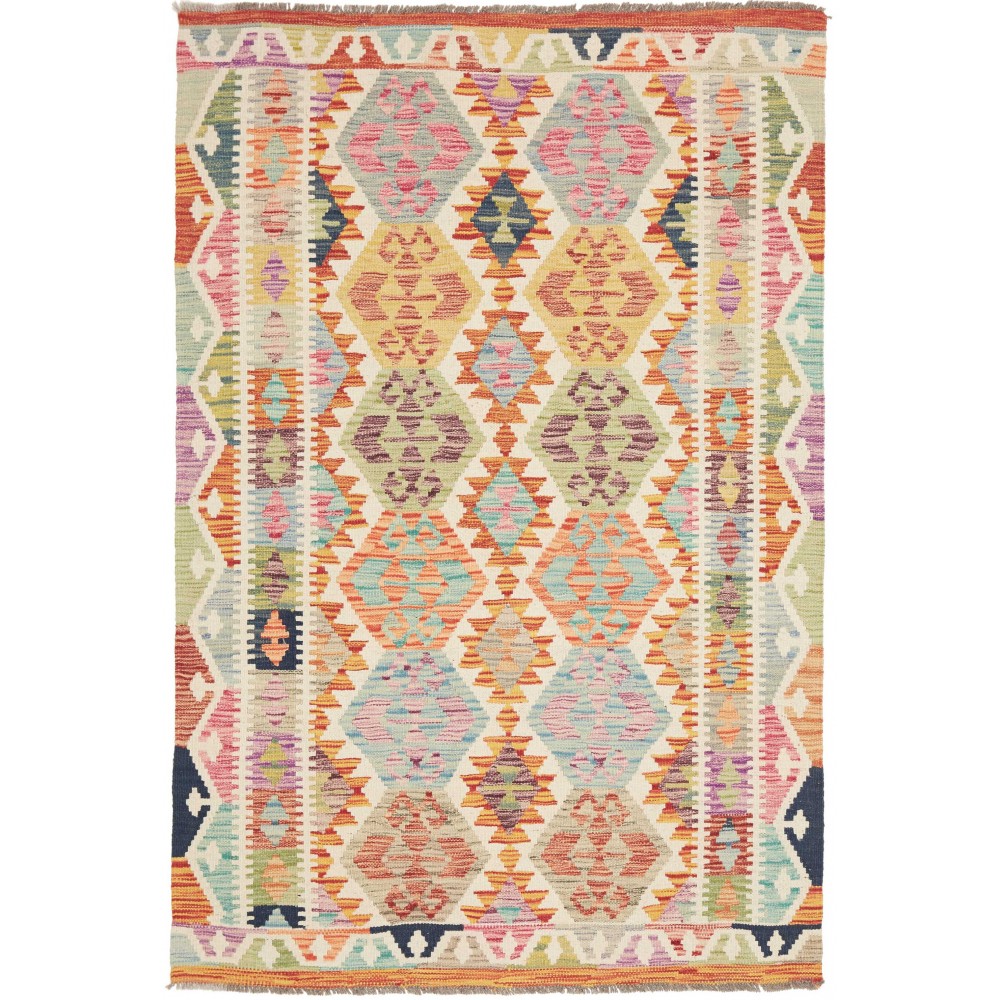 Tappeto Kilim Afghanistan marrone giallo 124x182