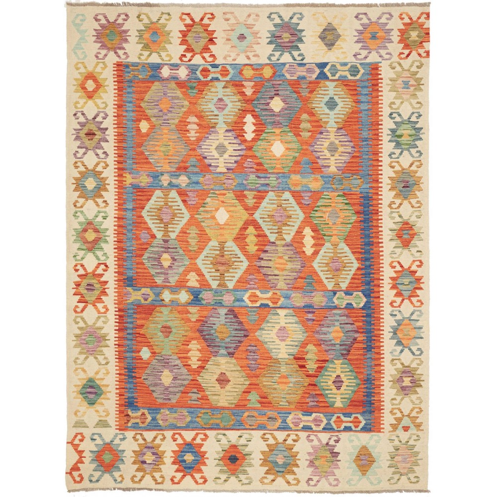 Tappeto Kilim Afghanistan marrone azzurro 178x243