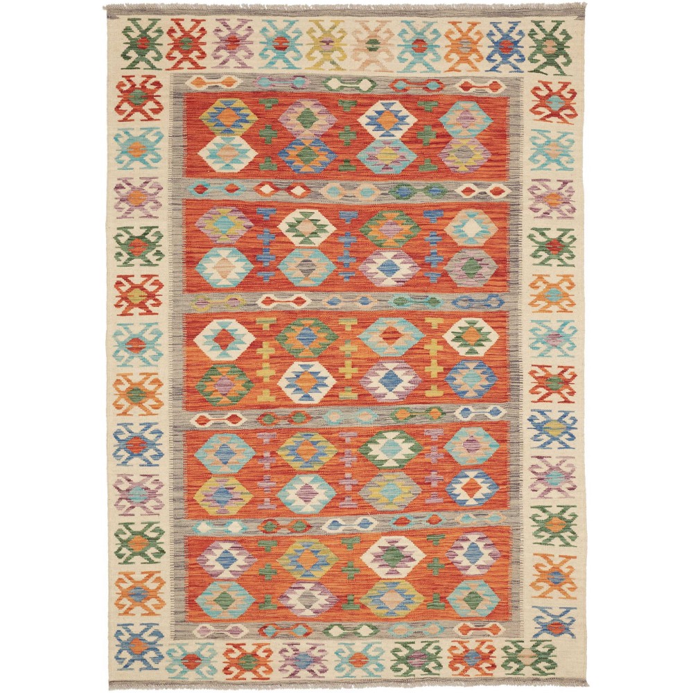 Tappeto Kilim Afghanistan marrone rosso 172x248