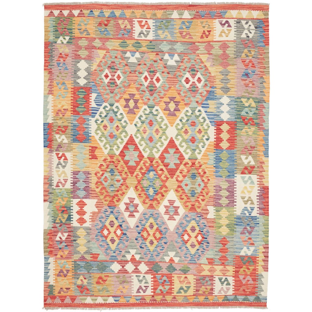 Tappeto Kilim Afghanistan marrone bianco 177x239