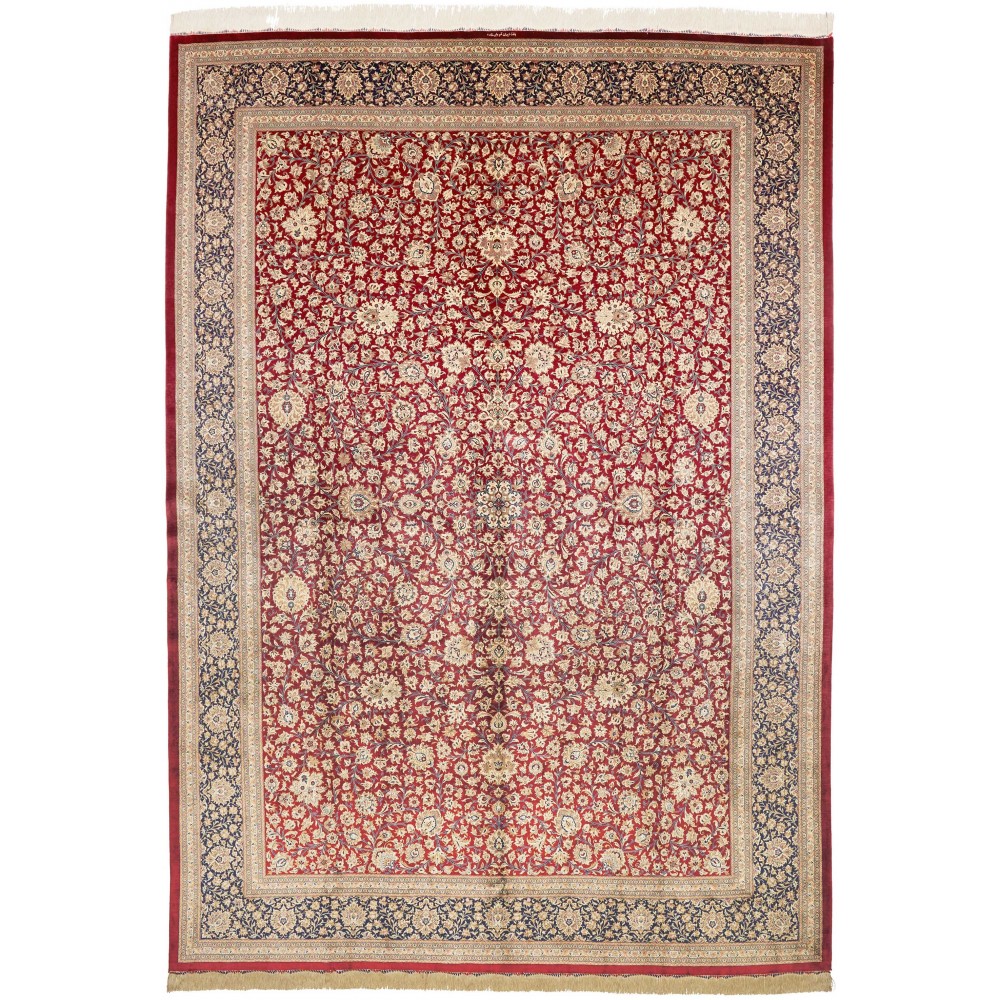 Tappeto Ghom seta Persia marrone grigio 246x352