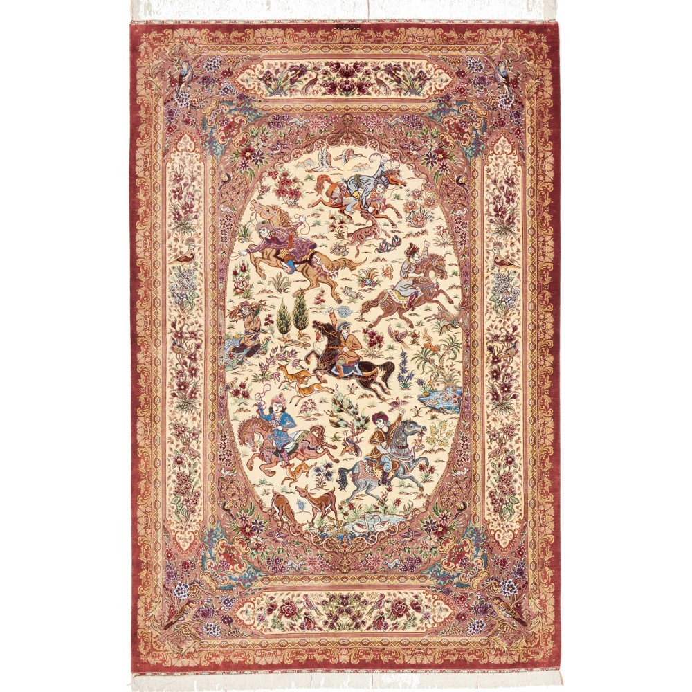Tappeto Ghom seta Persia marrone 131x198
