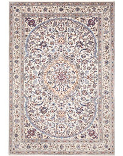 Tappeto Nain Kashmar Persia bianco grigio 242x350