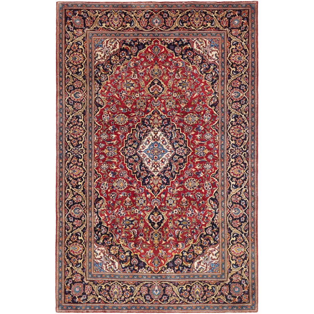 Tappeto Kashan Fine Persia marrone giallo 140x217