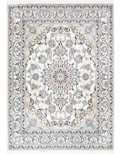Tappeto Nain Kashmar Persia bianco grigio 146x197