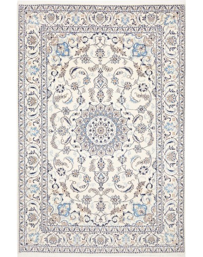 Tappeto Nain Kashmar Persia bianco grigio 196x300
