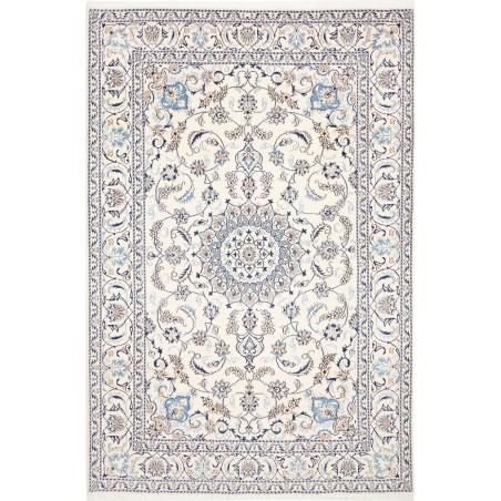 Tappeto Nain Kashmar Persia bianco grigio 196x300