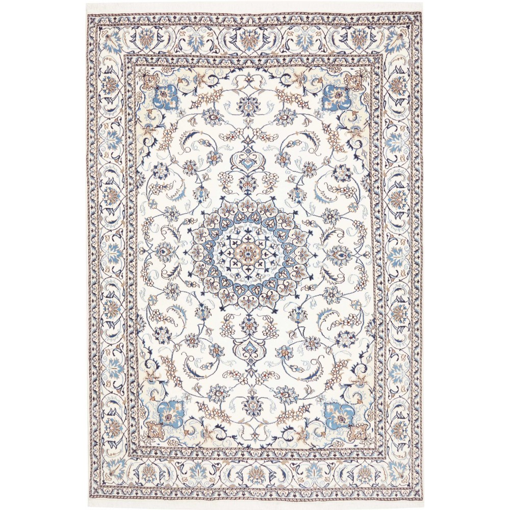 Tappeto Nain Kashmar Persia bianco grigio 200x292