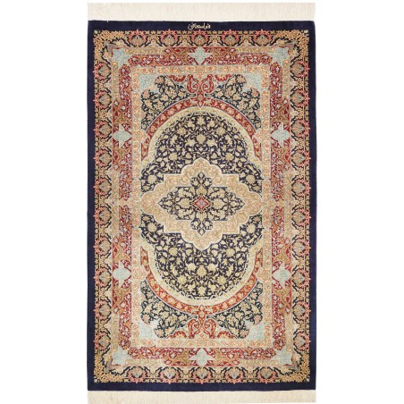 Tappeto Ghom seta Persia marrone grigio 80x118