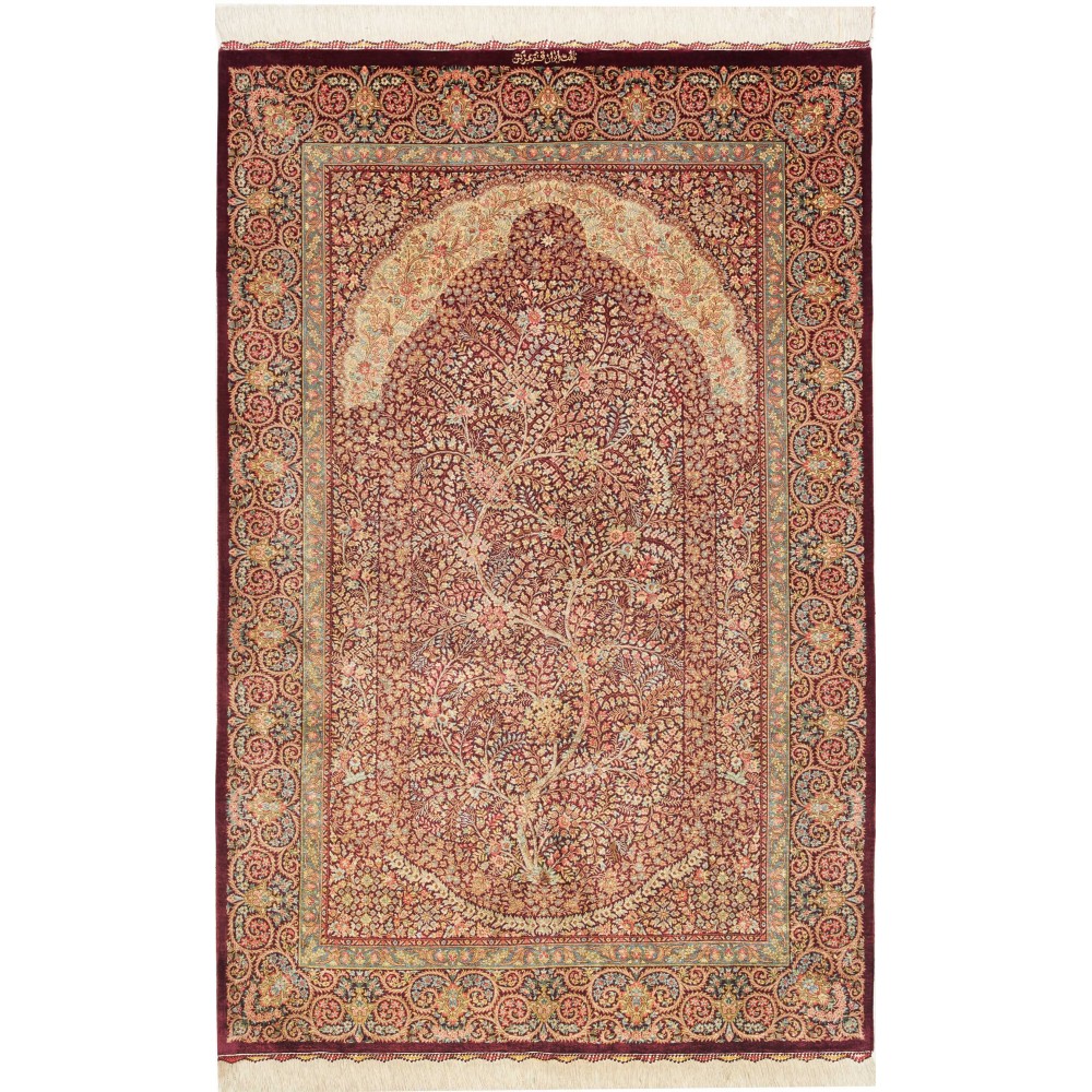 Tappeto Ghom seta Persia marrone 101x156