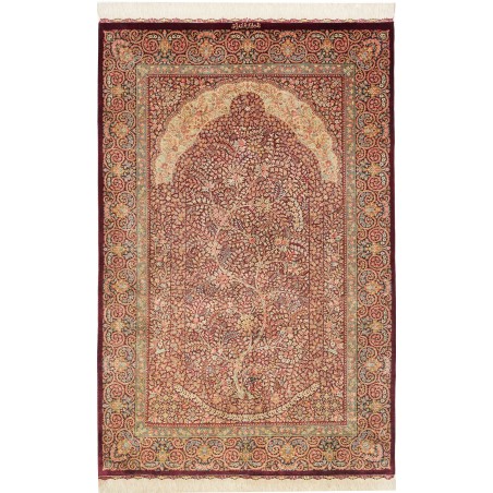 Tappeto Ghom seta Persia marrone 101x156