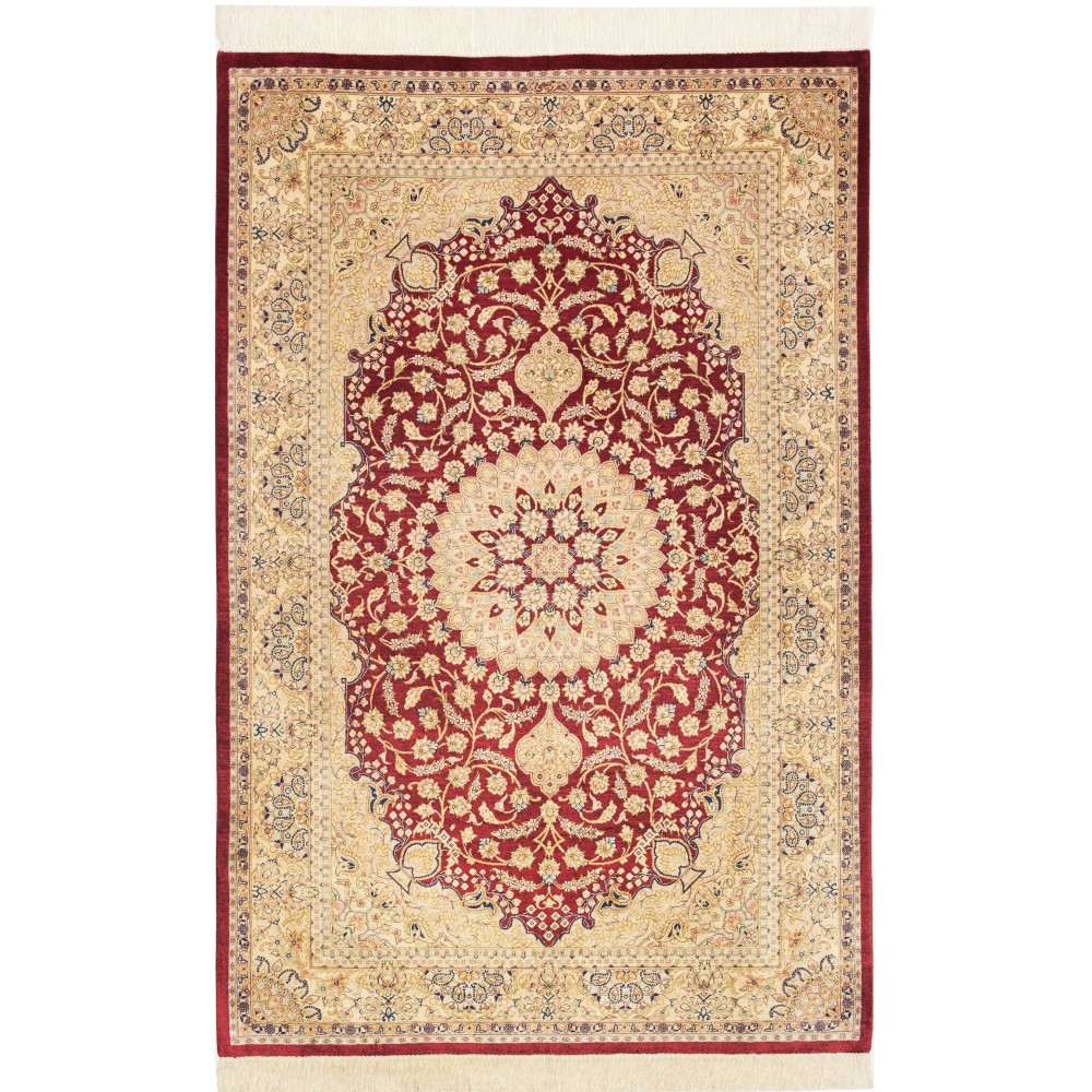 Tappeto Ghom seta Persia marrone 97x149