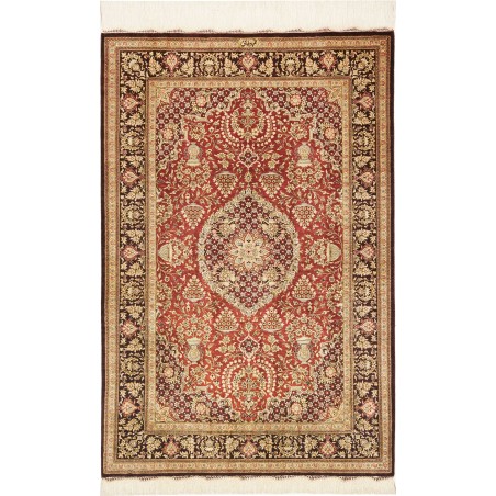 Tappeto Ghom seta Persia marrone 80x120
