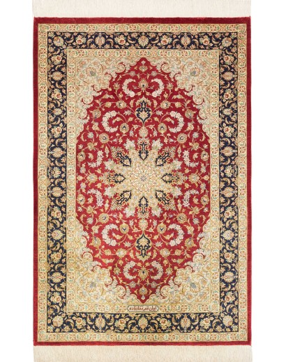 Tappeto Ghom seta Persia marrone 80x121