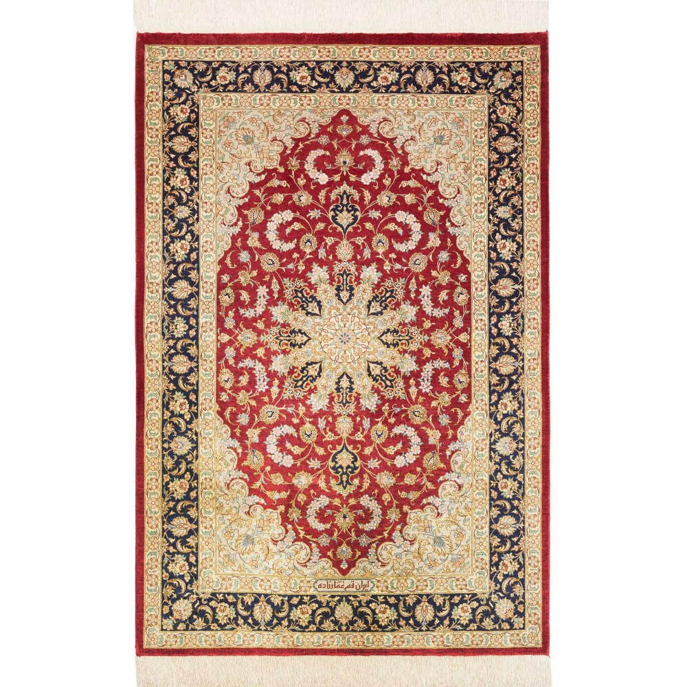 Tappeto Ghom seta Persia marrone 80x121
