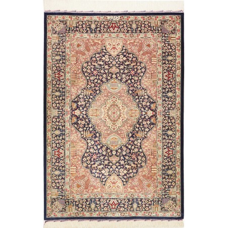Tappeto Ghom seta Persia giallo marrone 81x121