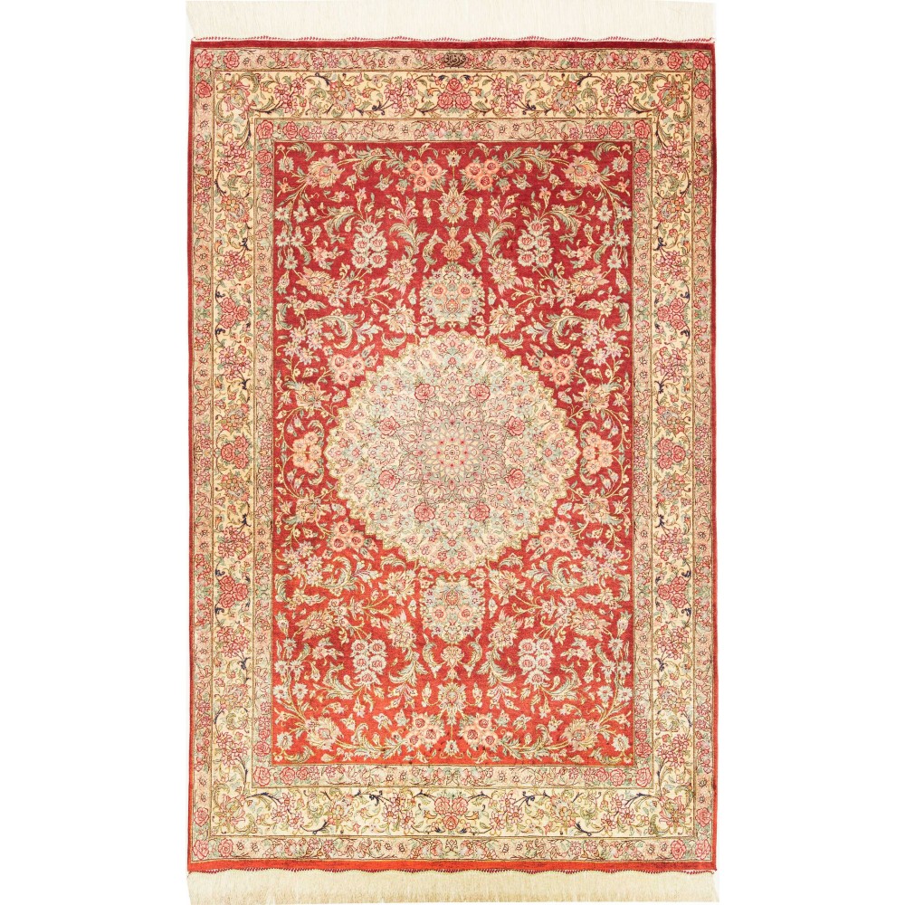 Tappeto Ghom seta Persia marrone 97x151
