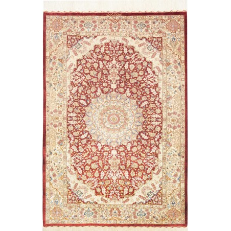 Tappeto Ghom seta Persia giallo marrone 101x150