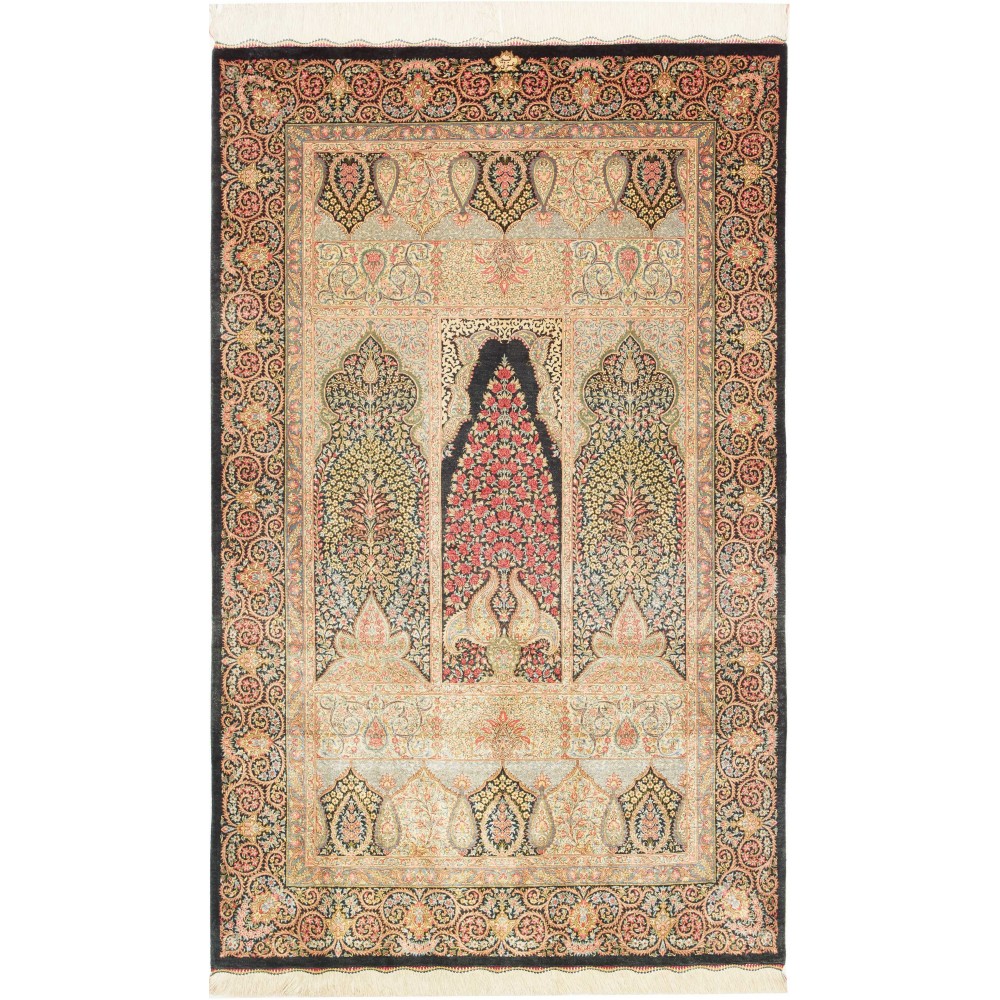 Tappeto Ghom seta Persia marrone beige 98x158