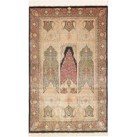 Tappeto Ghom seta Persia marrone beige 98x158