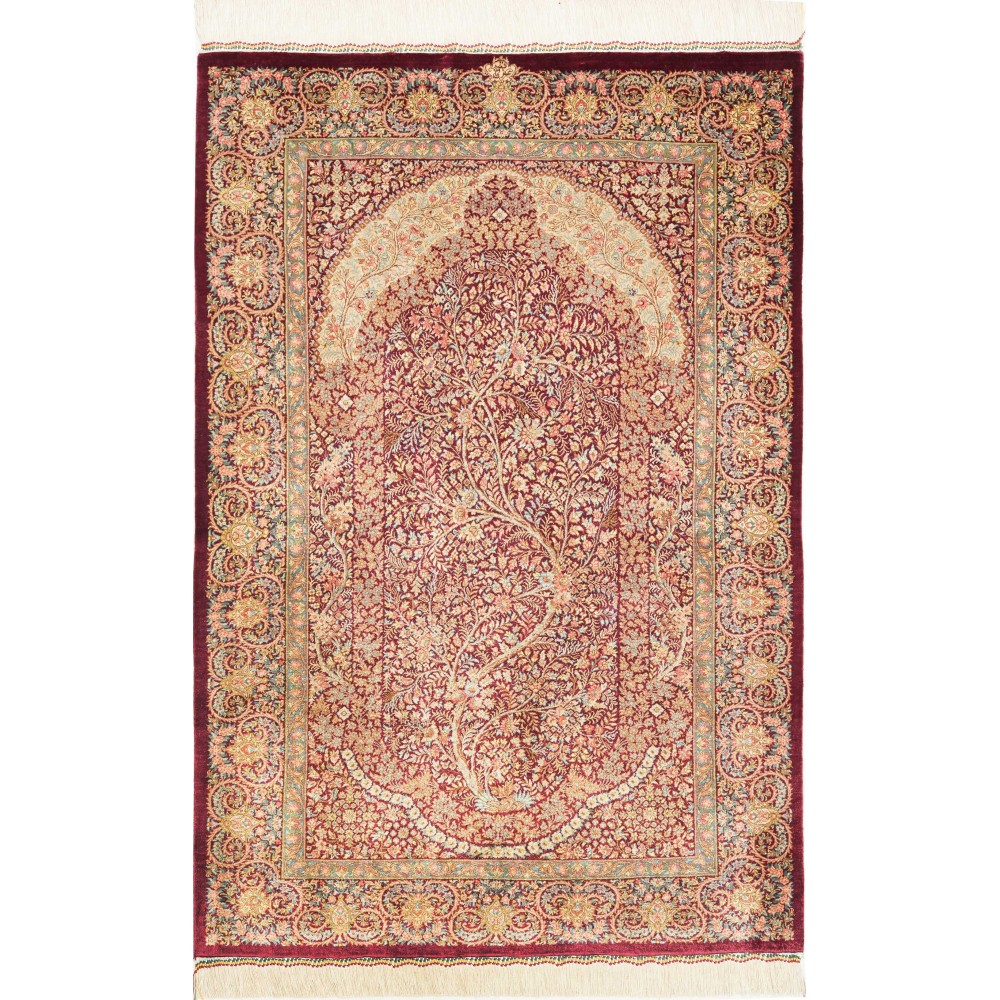 Tappeto Ghom seta Persia marrone 83x123