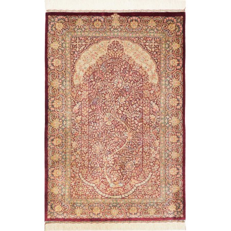Tappeto Ghom seta Persia marrone 83x123