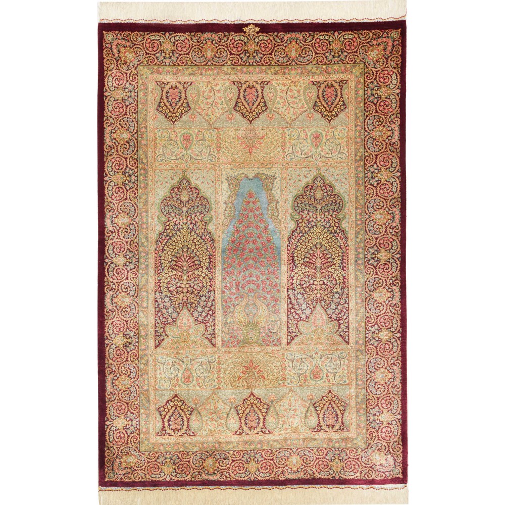 Tappeto Ghom seta Persia marrone 103x157