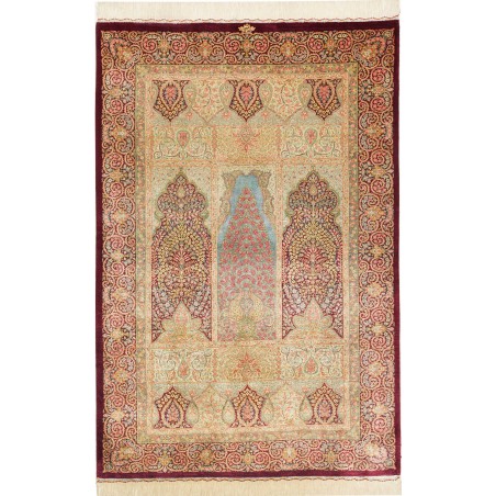 Tappeto Ghom seta Persia marrone 103x157
