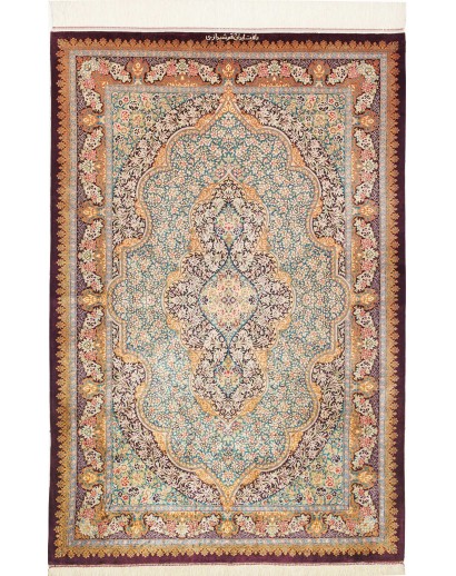 Tappeto Ghom seta Persia marrone 102x153