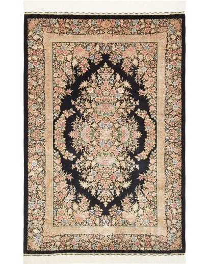 Tappeto Ghom seta Persia giallo marrone 84x123