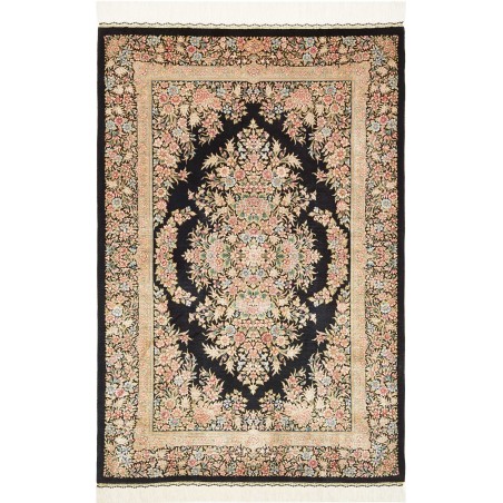 Tappeto Ghom seta Persia giallo marrone 84x123