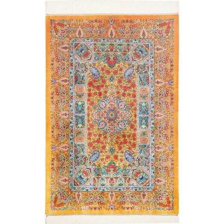 Tappeto Ghom seta Persia marrone grigio 81x121