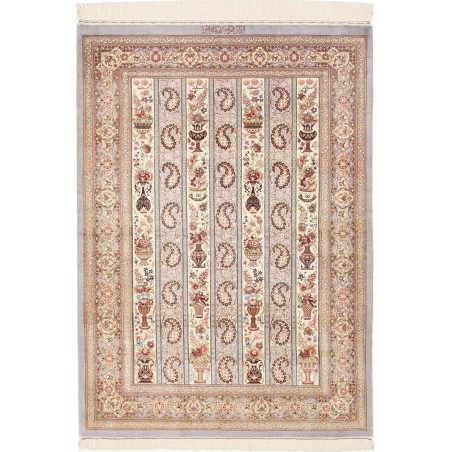 Tappeto Ghom seta Persia beige giallo 101x154