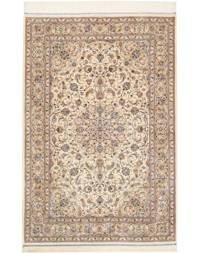 Tappeto Ghom seta Persia giallo grigio 100x148