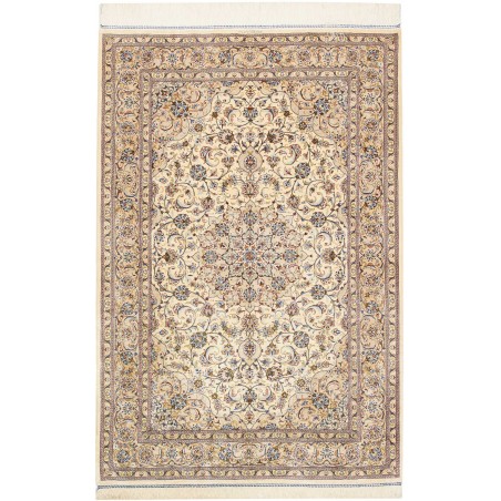 Tappeto Ghom seta Persia giallo grigio 100x148