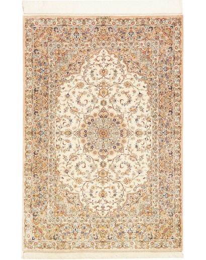 Tappeto Ghom seta Persia giallo verde 102x150