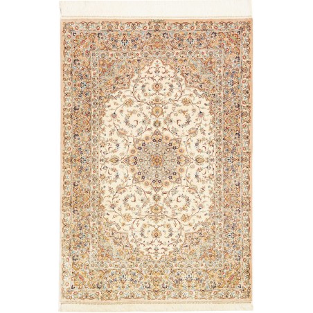 Tappeto Ghom seta Persia giallo verde 102x150