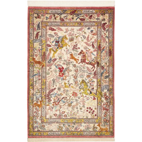 Tappeto Ghom seta Persia giallo marrone 98x150