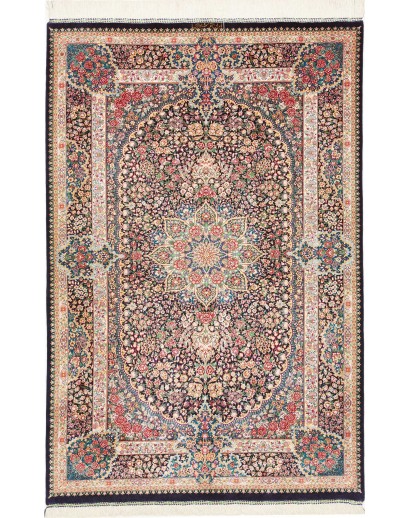 Tappeto Ghom seta Persia beige grigio 106x153