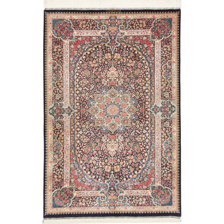 Tappeto Ghom seta Persia beige grigio 106x153
