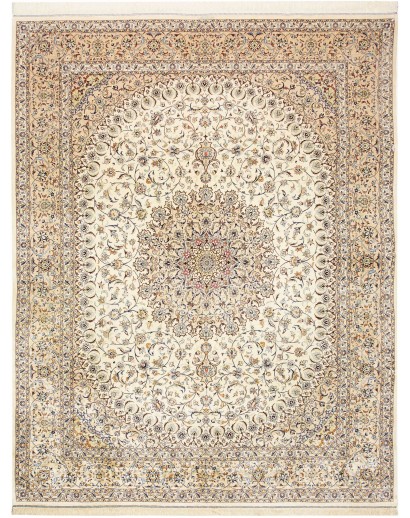 Tappeto Ghom seta Persia giallo bianco 194x250