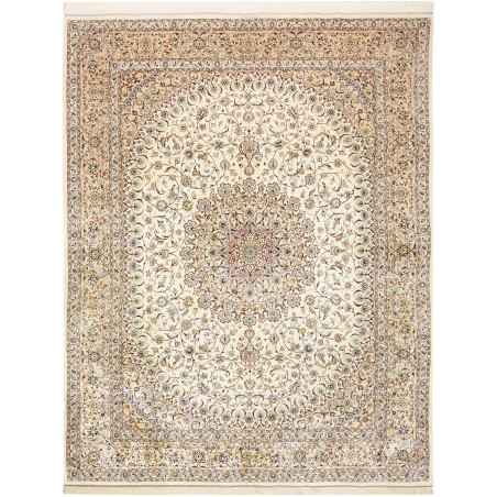 Tappeto Ghom seta Persia giallo bianco 194x250