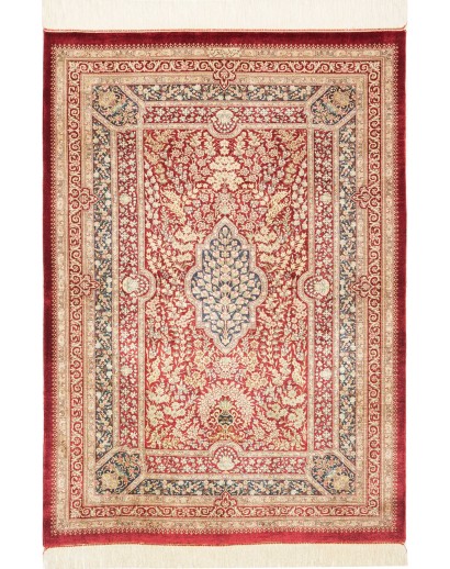 Tappeto Ghom seta Persia giallo marrone 80x117