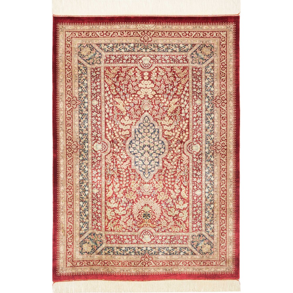 Tappeto Ghom seta Persia giallo marrone 80x117