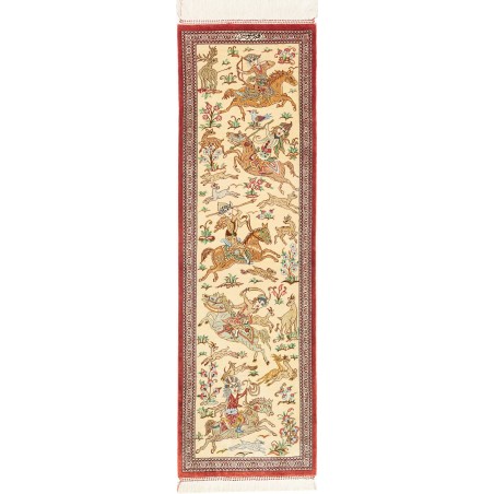 Tappeto Ghom seta Persia giallo verde 38x132