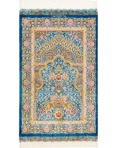 Tappeto Ghom seta Persia beige grigio 59x97