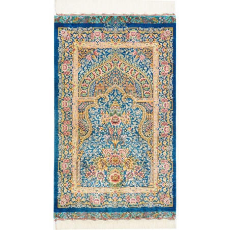 Tappeto Ghom seta Persia beige grigio 59x97